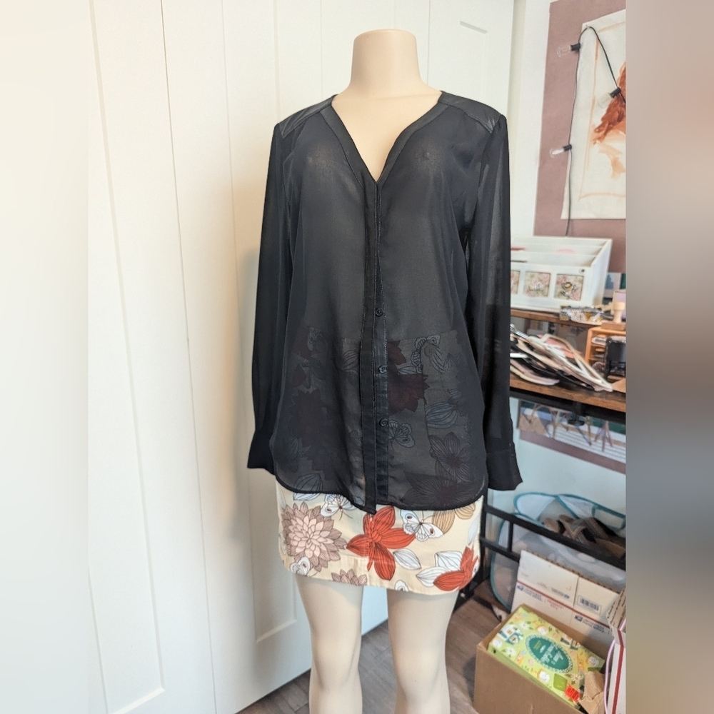Rock & Republic Black See through‎ blouse size medium